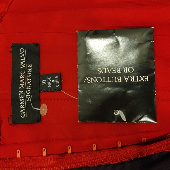 💃Carmen Marc Valvo Signature Size 10 Red Strapless Party Dress 🎉💃 - Picture 13 of 16